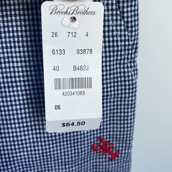 Brooks Brothers Boys Plaid Lobster Shorts - color: navy, white - size: 6 (boys) - Picture 2 of 5